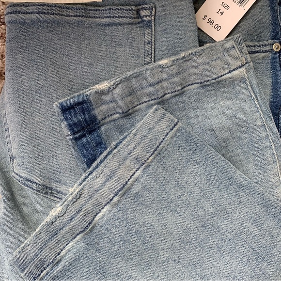 SZ14W WARP + WEFT ICICLE CDG PARIS STRETCH HIGH-RISE STRAIGHT JEAN TUXEDO STRIPE - Picture 13 of 14